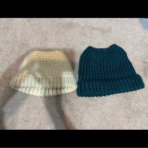 knit ponytail beanie hats